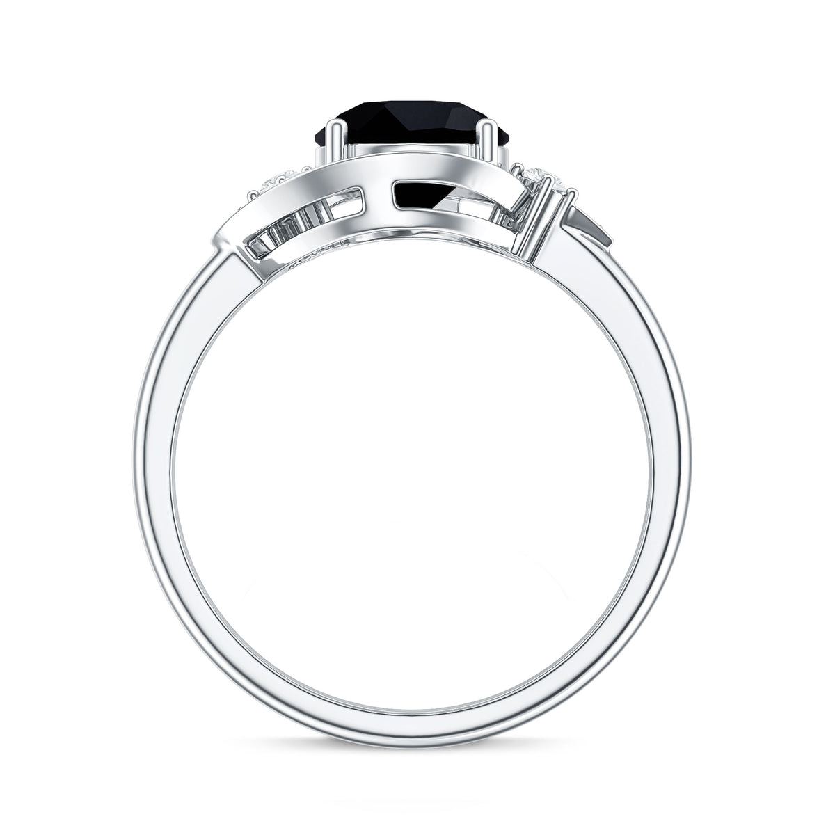 2 Carat Lab Grown Black and White Diamond Engagement Ring for Women AAAA ( Synthetic ) - Rosec Jewels