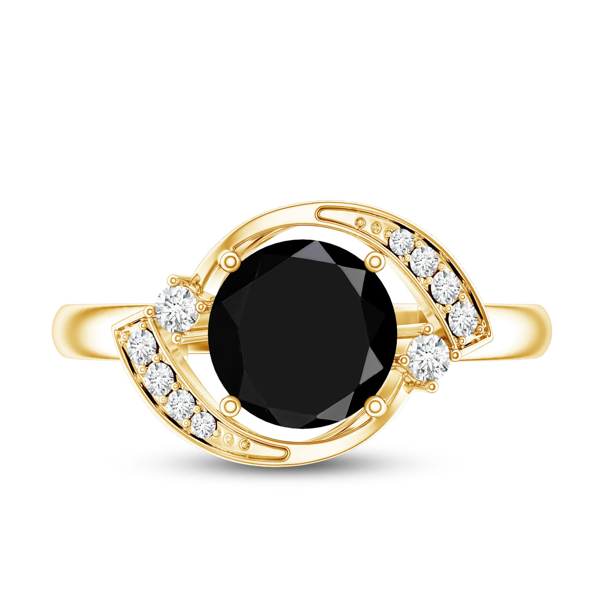 2 Carat Lab Grown Black and White Diamond Engagement Ring for Women AAAA ( Synthetic ) - Rosec Jewels