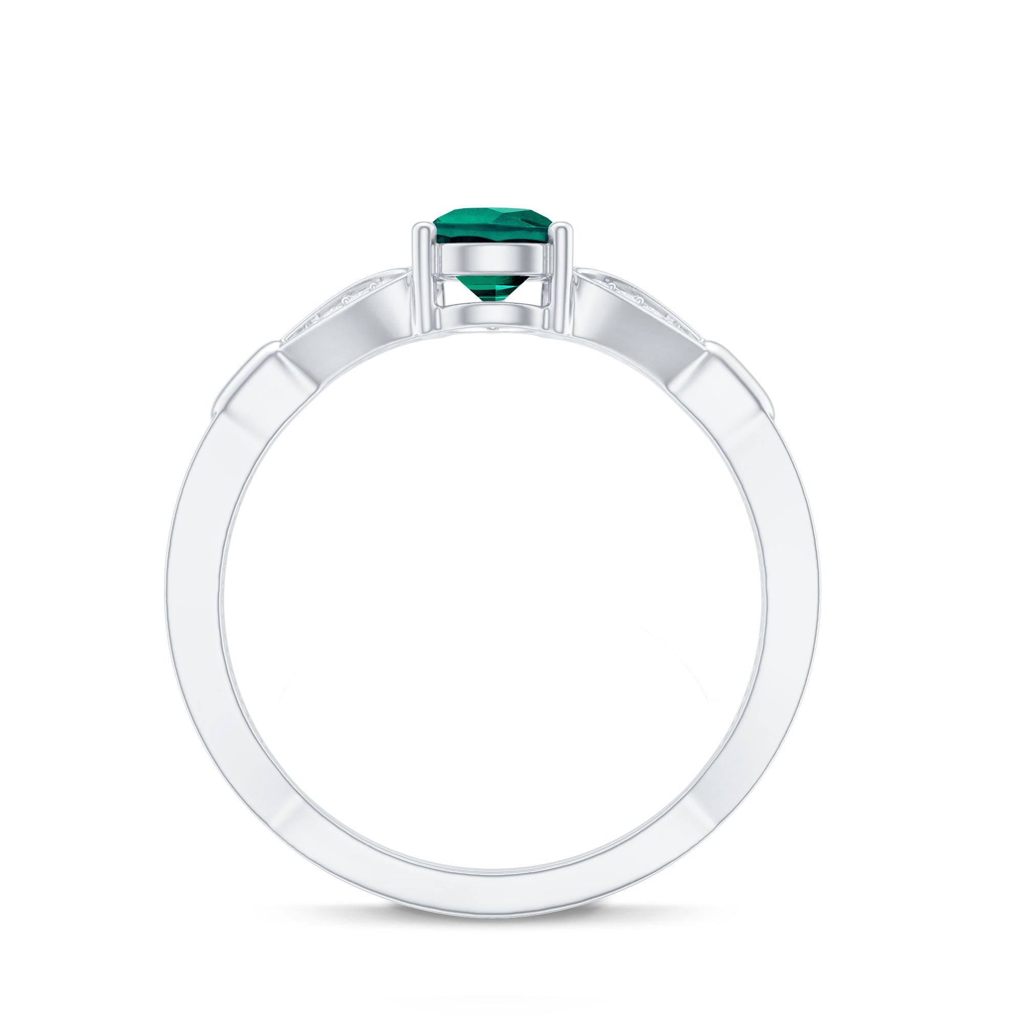 Pear Shape Lab Grown Emerald Teardrop Engagement Ring With Diamond AAAA - Rosec Jewels