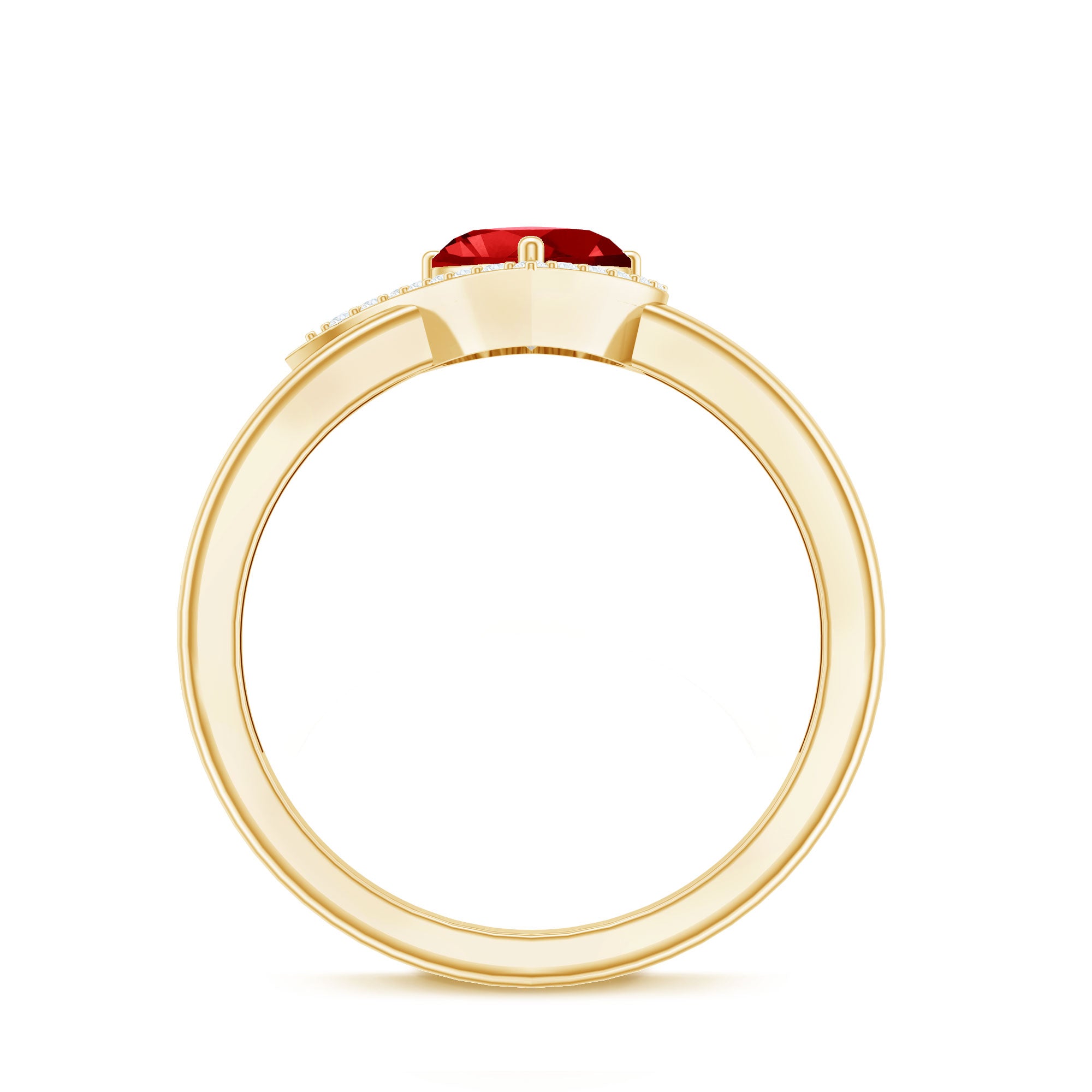 6 MM Lab Grown Ruby Heart Engagement Ring with Diamond Halo AAAA - Rosec Jewels