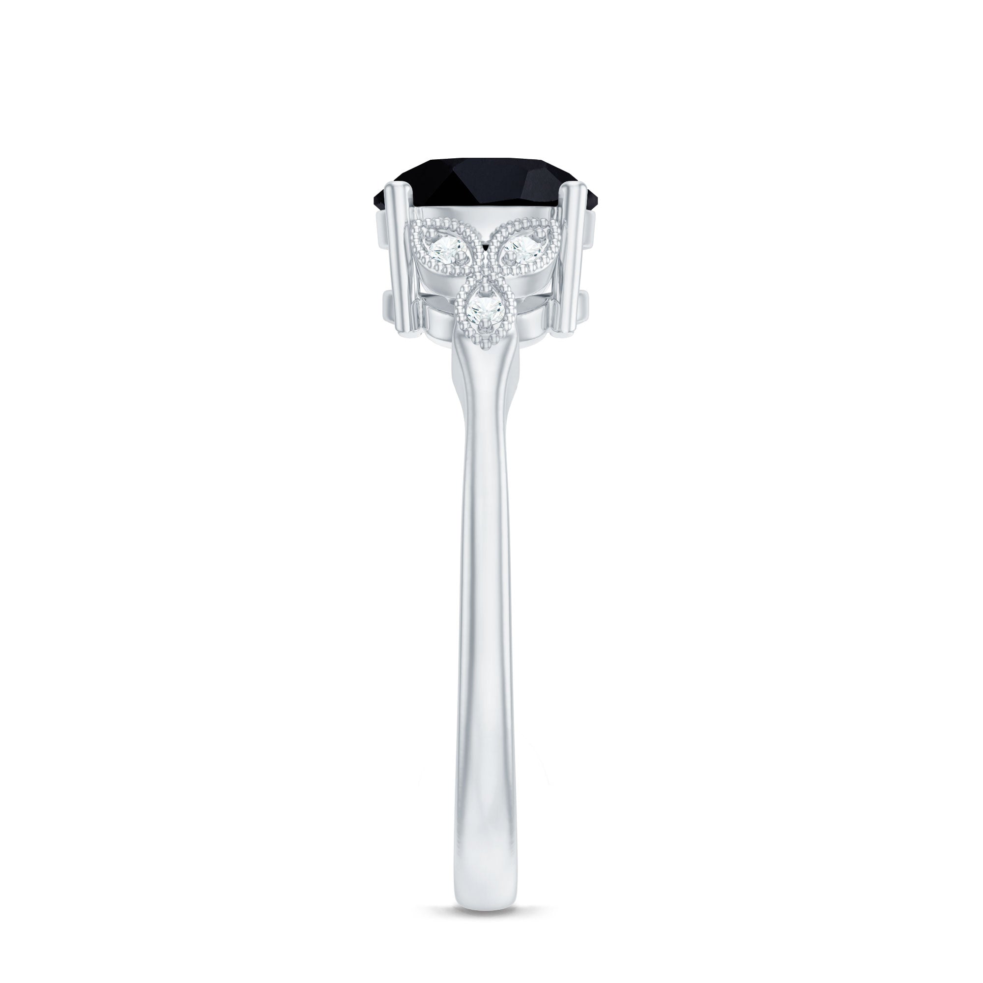 Certified 2 Carat Lab Grown Black Diamond Solitaire Engagement Ring with White Diamond AAAA ( Synthetic ) - Rosec Jewels