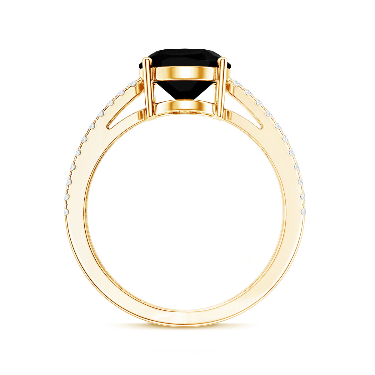 4.2 Carat Lab Grown Black Diamond Split Shank Engagement Ring with White Diamond AAAA ( Synthetic ) - Rosec Jewels