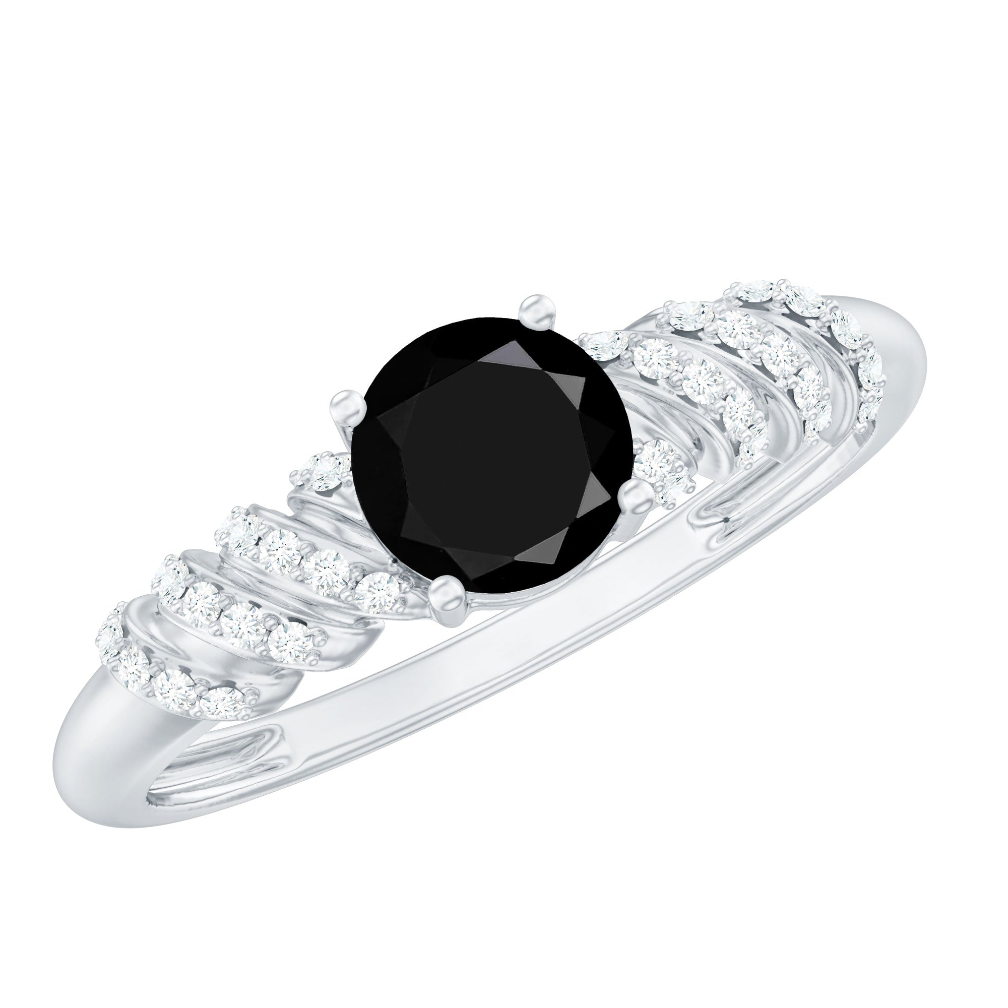 Lab Grown Black Diamond Solitaire Promise Ring With Diamond