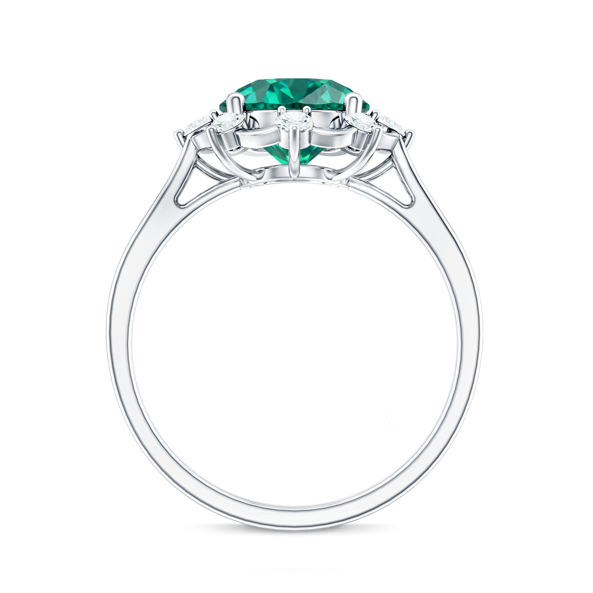 Lab Grown Emerald Designer Flower Engagement Ring AAAA - Rosec Jewels
