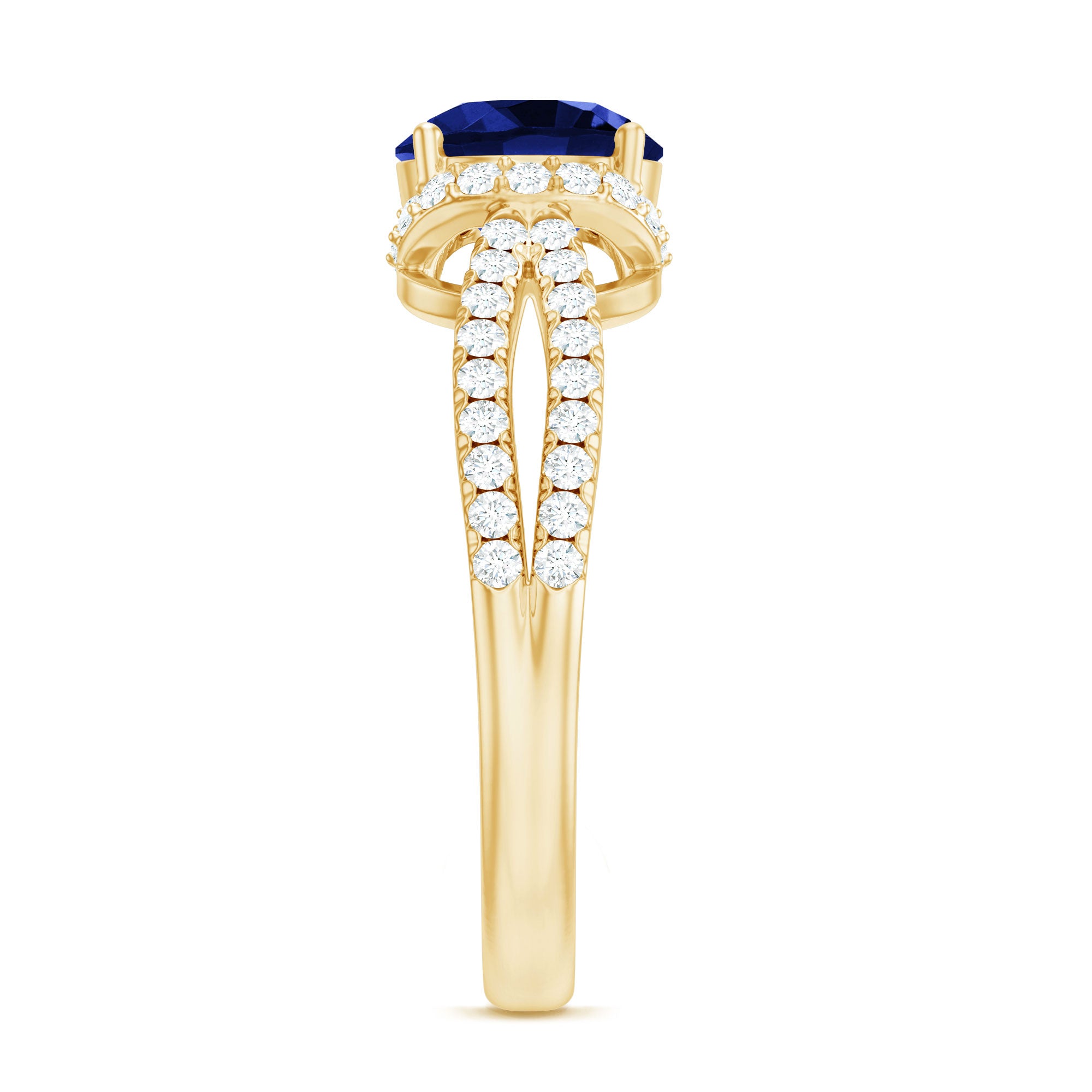 Certified 2.7 Carat Lab Grown Blue Sapphire Engagement Ring with Diamond for Women AAAA - Rosec Jewels