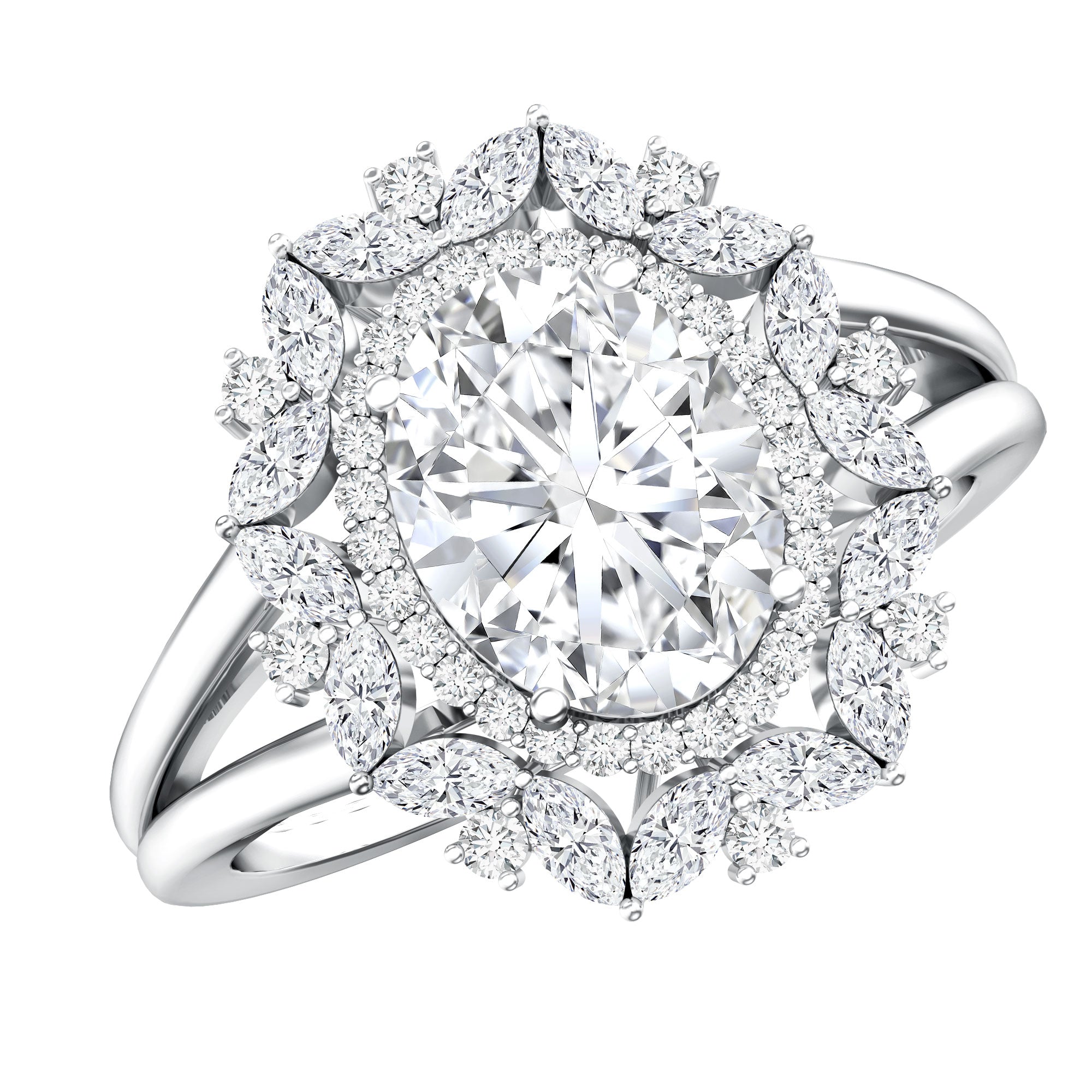 Certified Oval Cut Lab Diamond Statement Engagement Ring