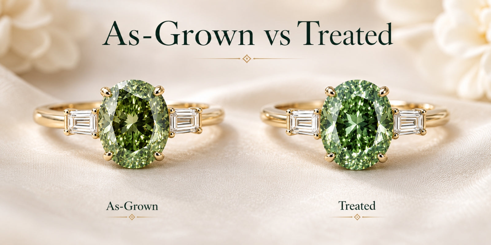 As-Grown vs Post-Growth-Treated Lab-Grown Green Diamonds