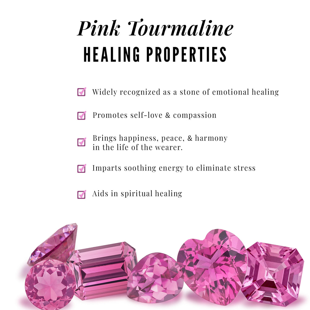 Classic Pink Tourmaline Stud Earrings with Diamond Halo Pink Tourmaline - ( AAA ) - Quality - Rosec Jewels