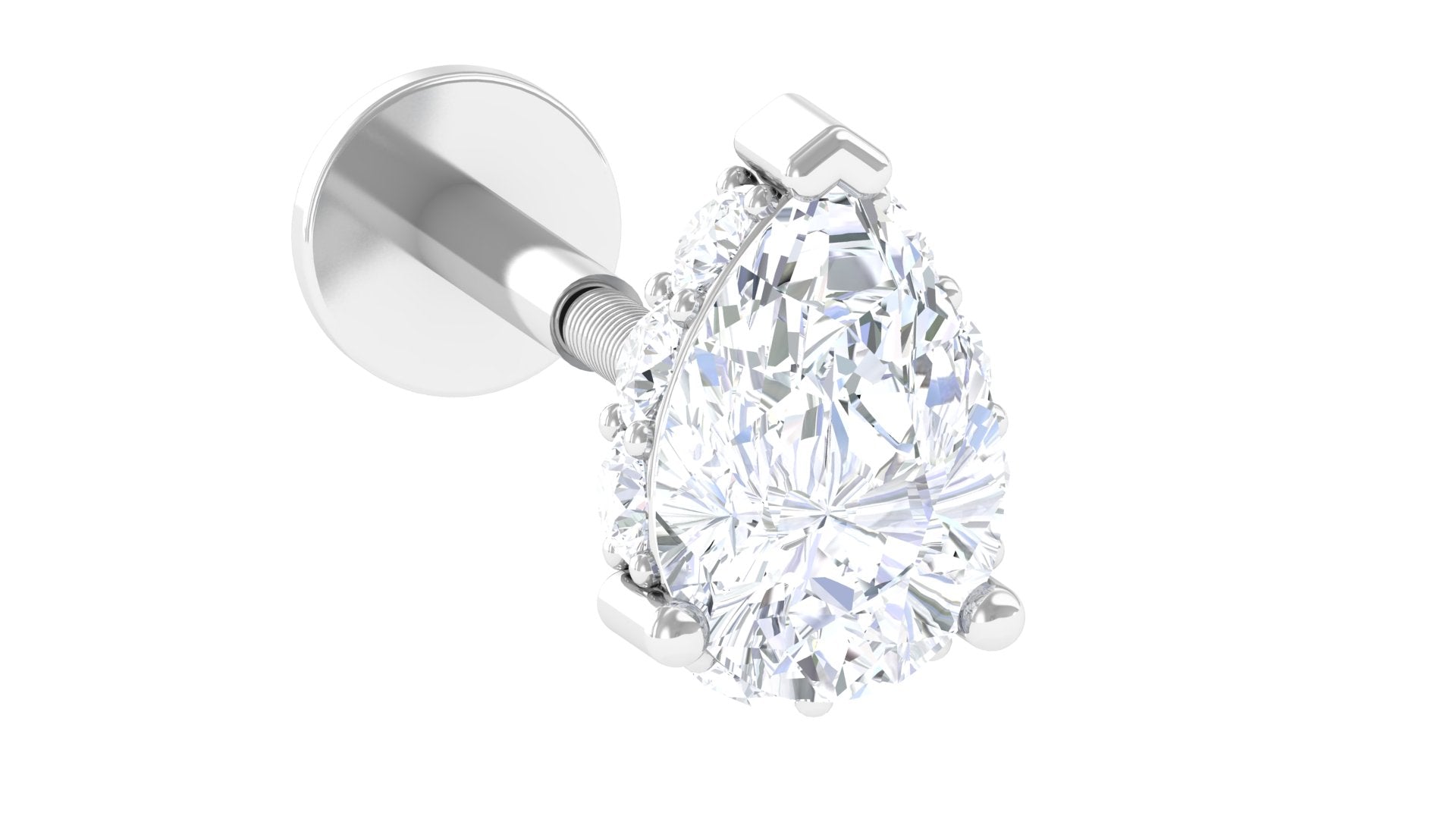Pear Shape Moissanite Cartilage Earring in Gold Moissanite - ( D-VS1 ) - Color and Clarity - Rosec Jewels