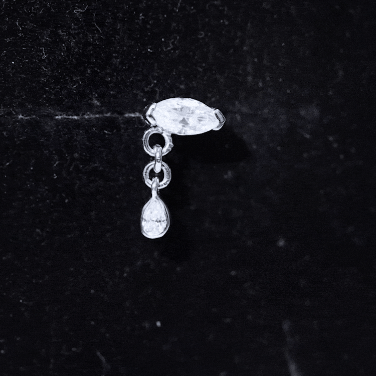Marquise Moissanite Dangle Cartilage Earring D-VS1 - Rosec Jewels