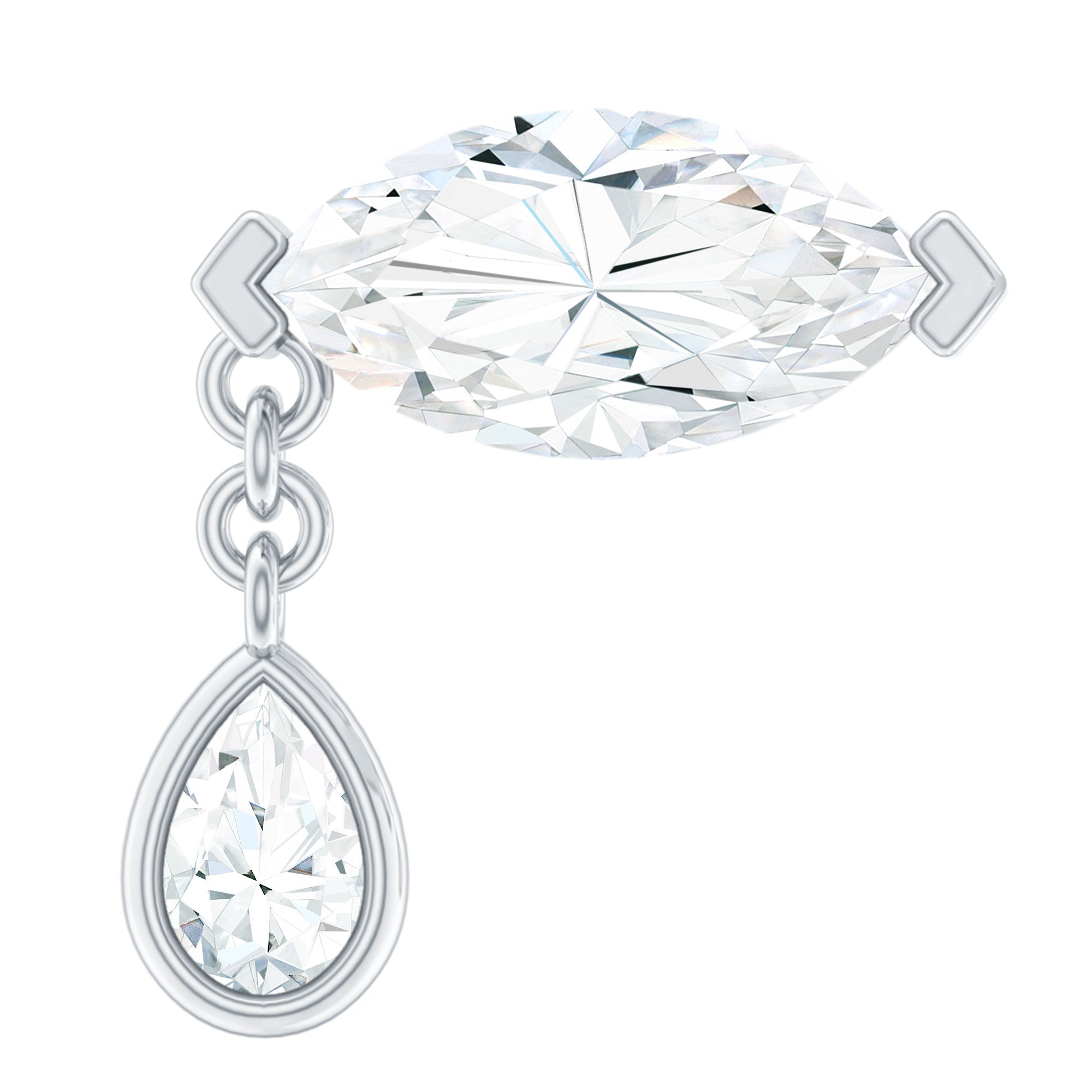Marquise Moissanite Dangle Cartilage Earring D-VS1 - Rosec Jewels