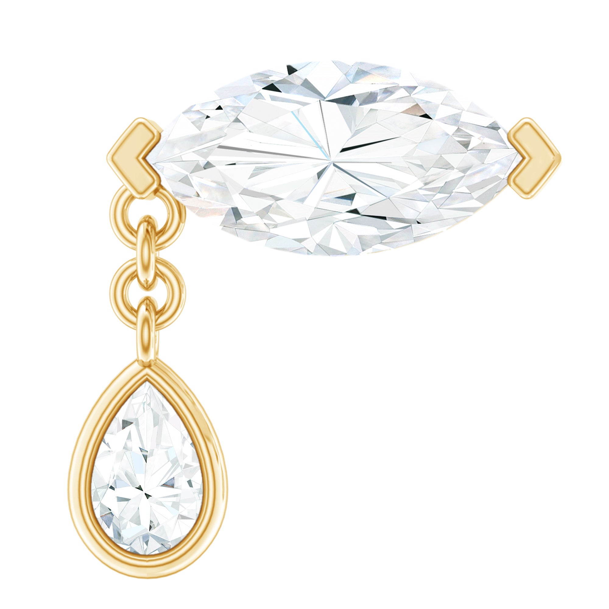 Marquise Moissanite Dangle Cartilage Earring D-VS1 - Rosec Jewels