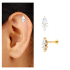 Pear and Round Moissanite Cluster Cartilage Earring D-VS1 - Rosec Jewels