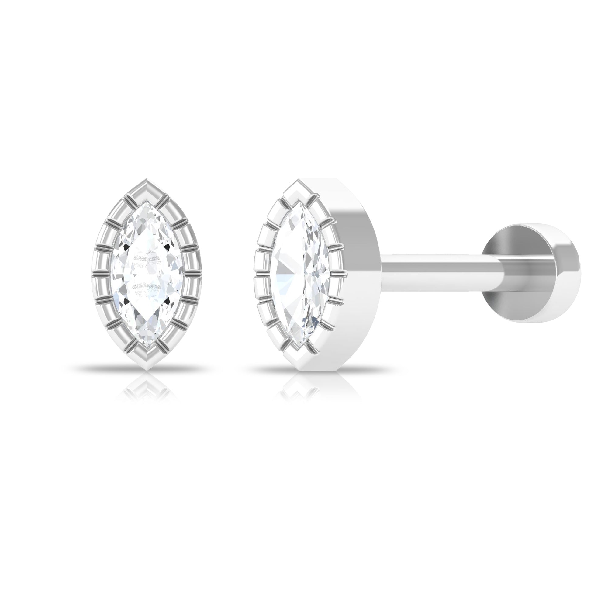 Round Moissanite Solitaire Geometric Nose Pin Diamond - ( HI-SI ) - Color and Clarity - Rosec Jewels