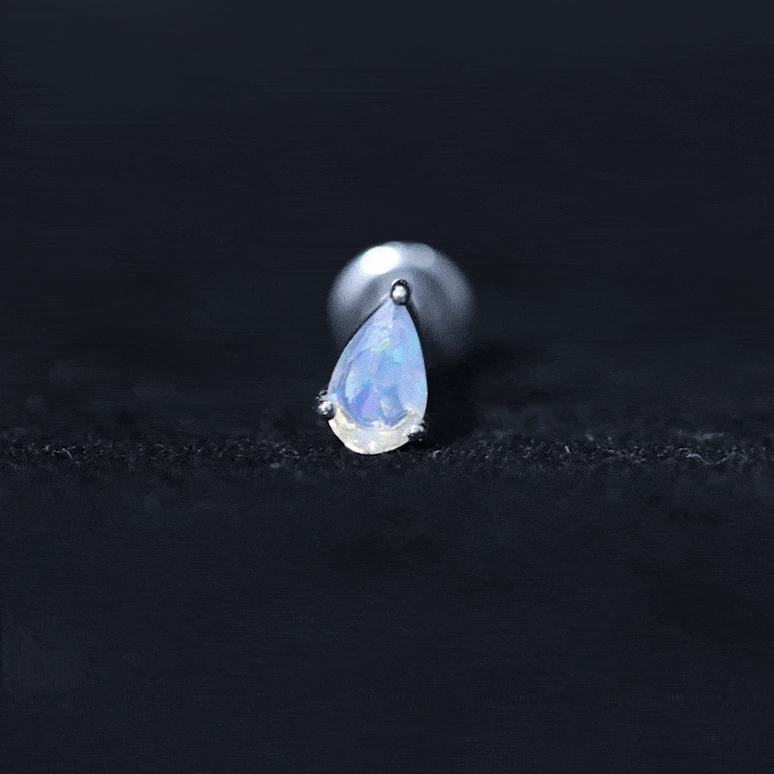 Dainty Ethiopian Opal Teardrop Earring for Helix Piercing AAA - Rosec Jewels