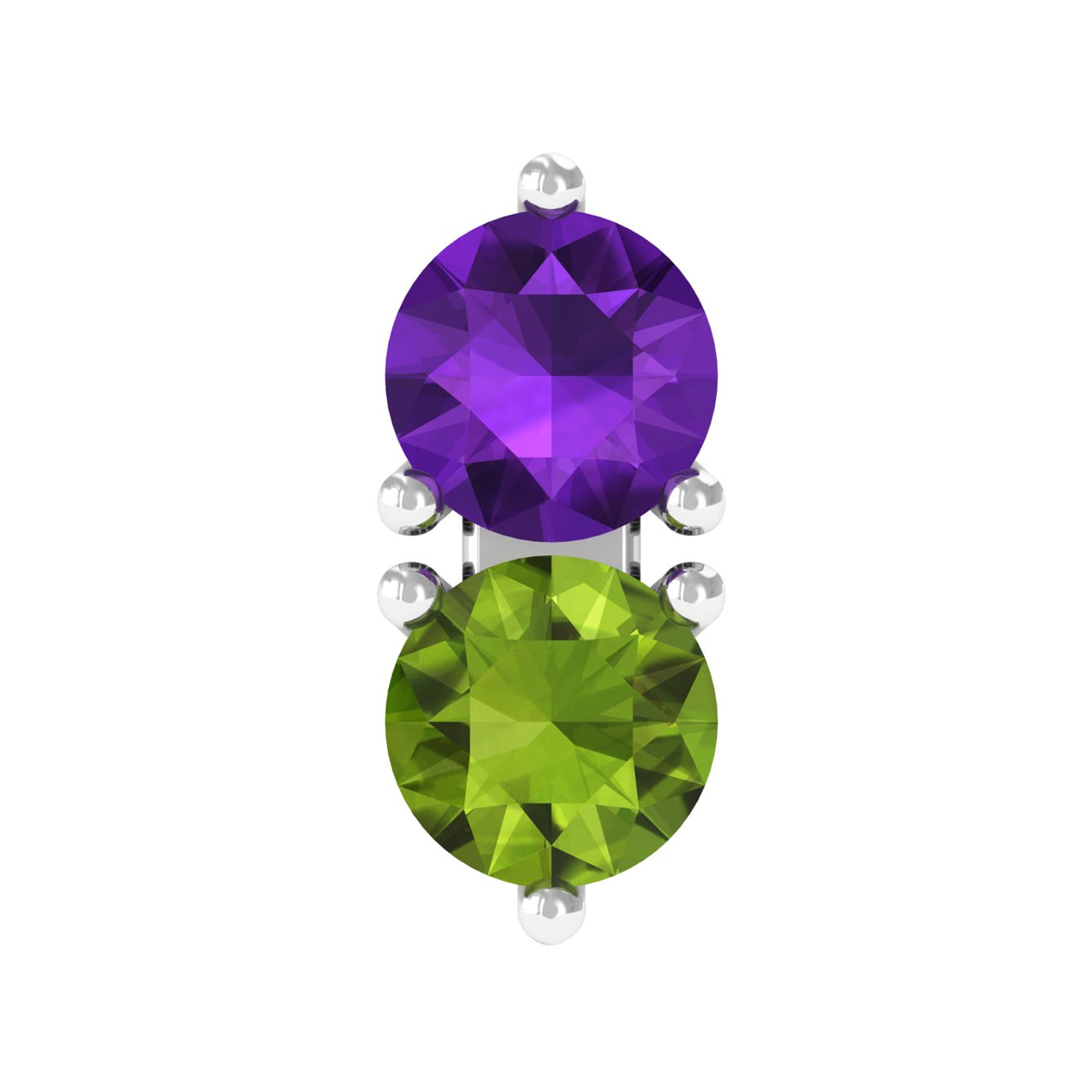 Real Amethyst and Peridot Two Stone Helix Earring AAA - Rosec Jewels