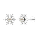 Rosec Jewels-Pearl Solitaire Snowflake Earring for Helix Piercing