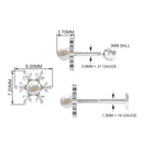 Rosec Jewels-Pearl Solitaire Snowflake Earring for Helix Piercing