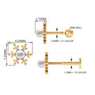 Rosec Jewels-Pearl Solitaire Snowflake Earring for Helix Piercing