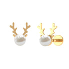 Rosec Jewels-Natural Freshwater Pearl Solitaire Reindeer Earring