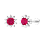 Rosec Jewels-Red Ruby Flower Earring for Cartilage Piercing
