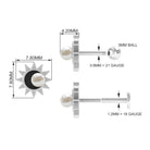 Rosec Jewels-Freshwater Pearl Solitaire Celestial Earring with Enamel