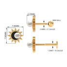 Rosec Jewels-Freshwater Pearl Solitaire Celestial Earring with Enamel