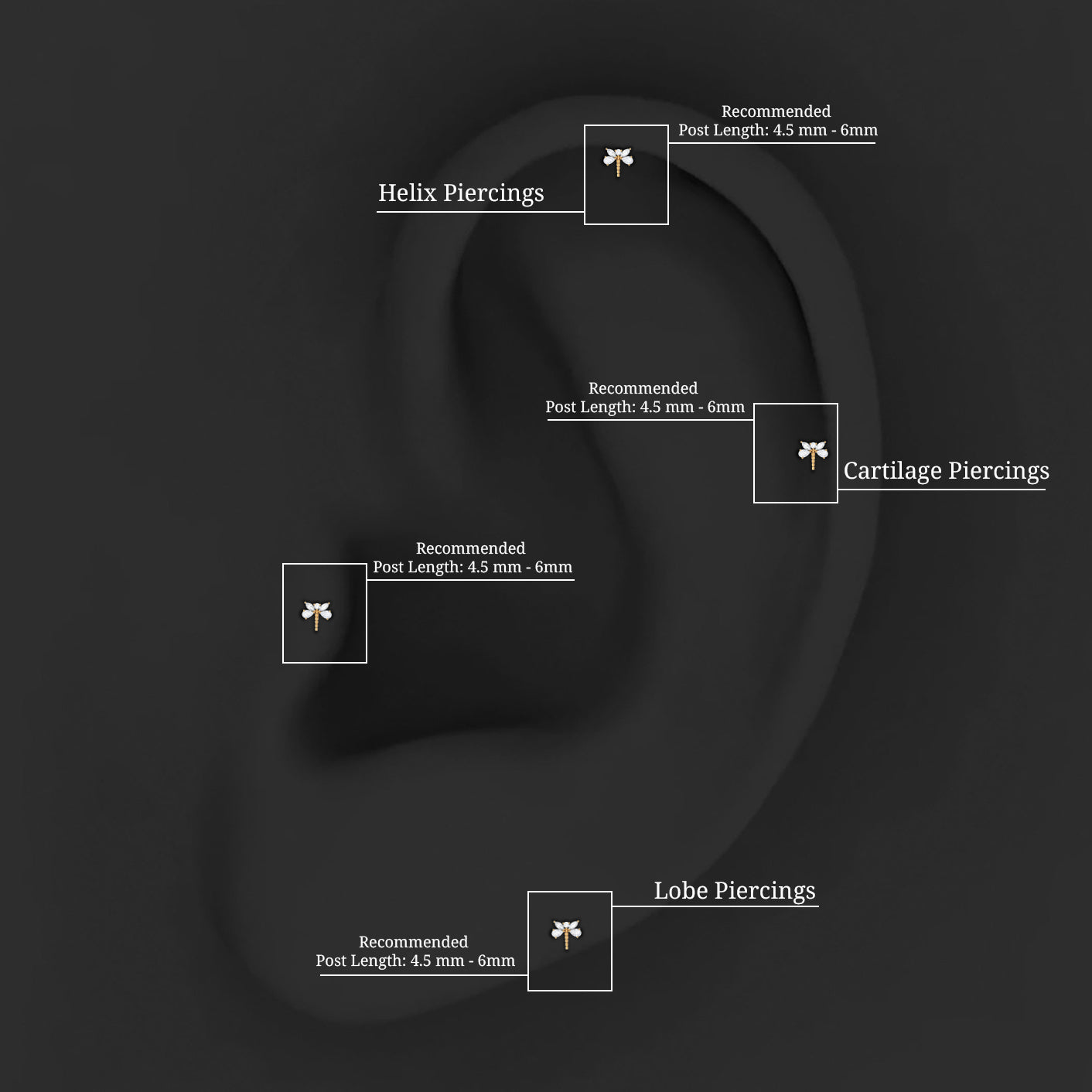 Rosec Jewels-Genuine Diamond Dragon Fly Earring for Helix Piercing