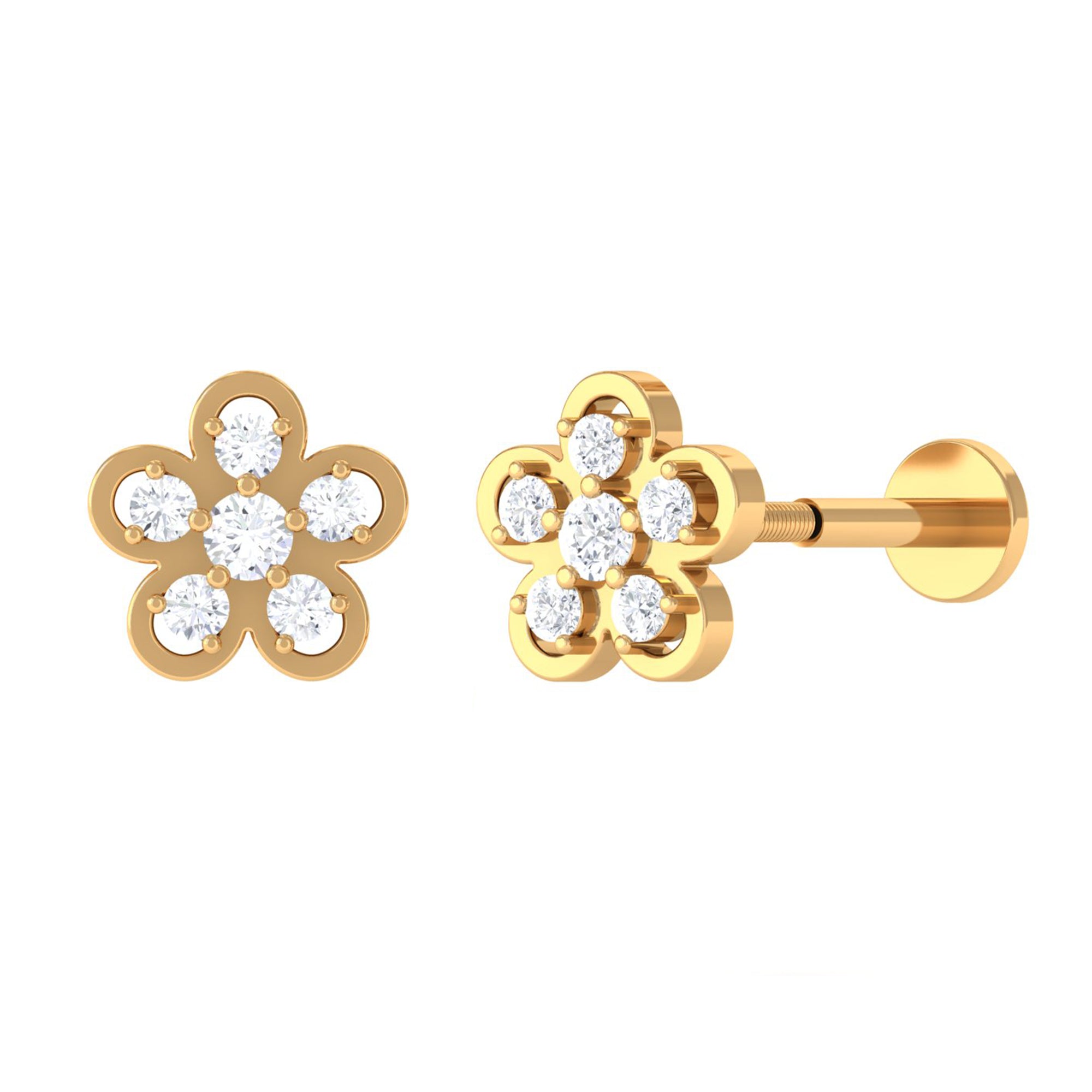 Diamond Floral Helix Earring for Women