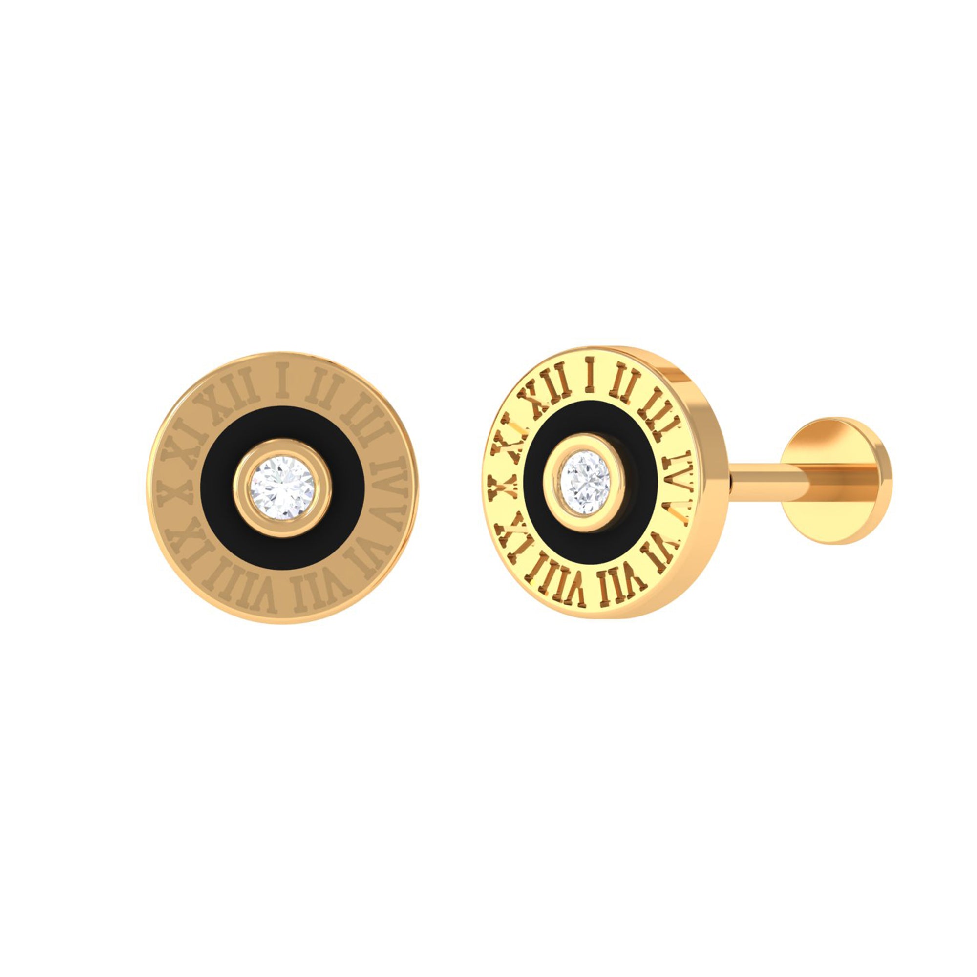 Diamond Clock Earring for Cartilage Piercing