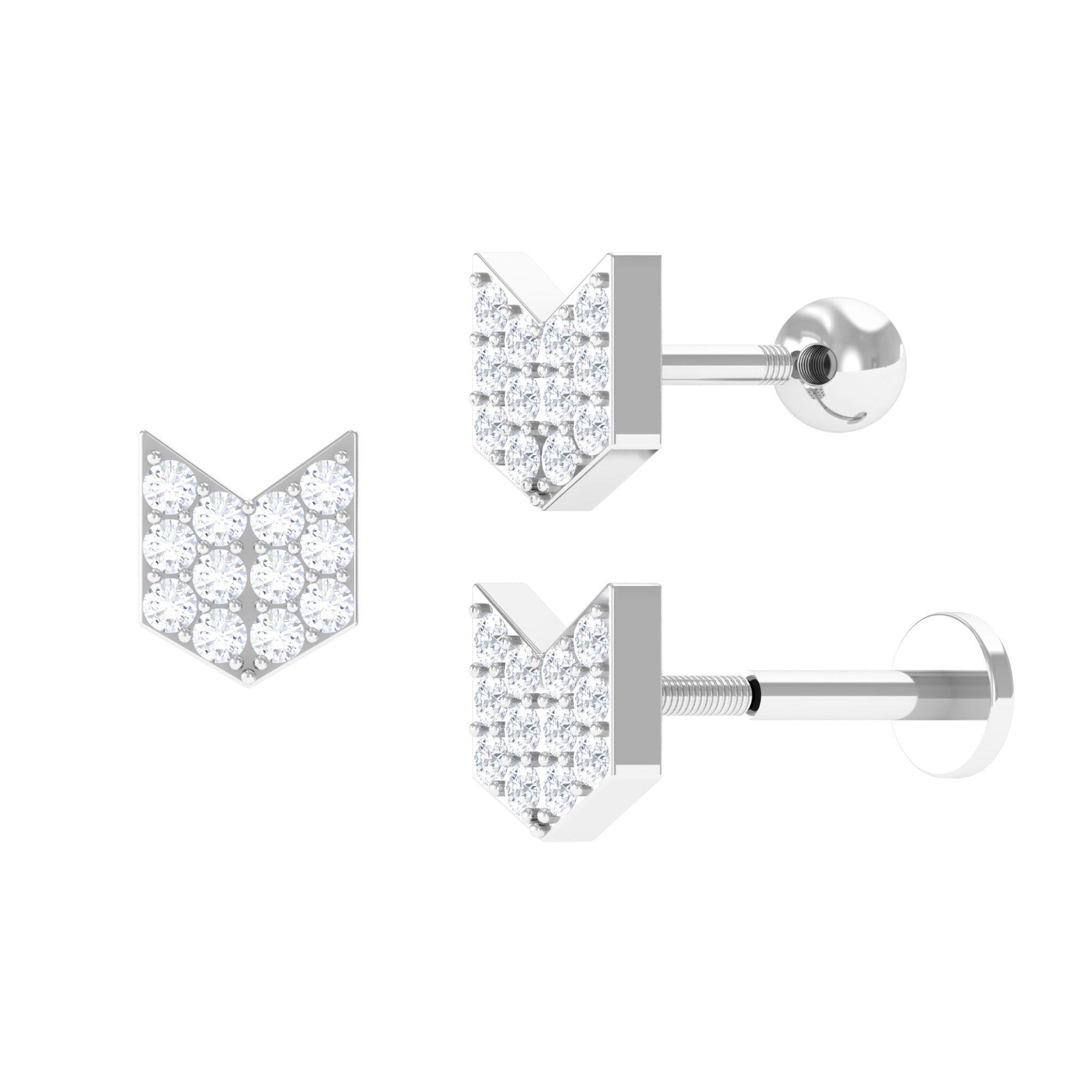 Certified Moissanite Arrow Cartilage Earring in Gold Moissanite - ( D-VS1 ) - Color and Clarity - Rosec Jewels