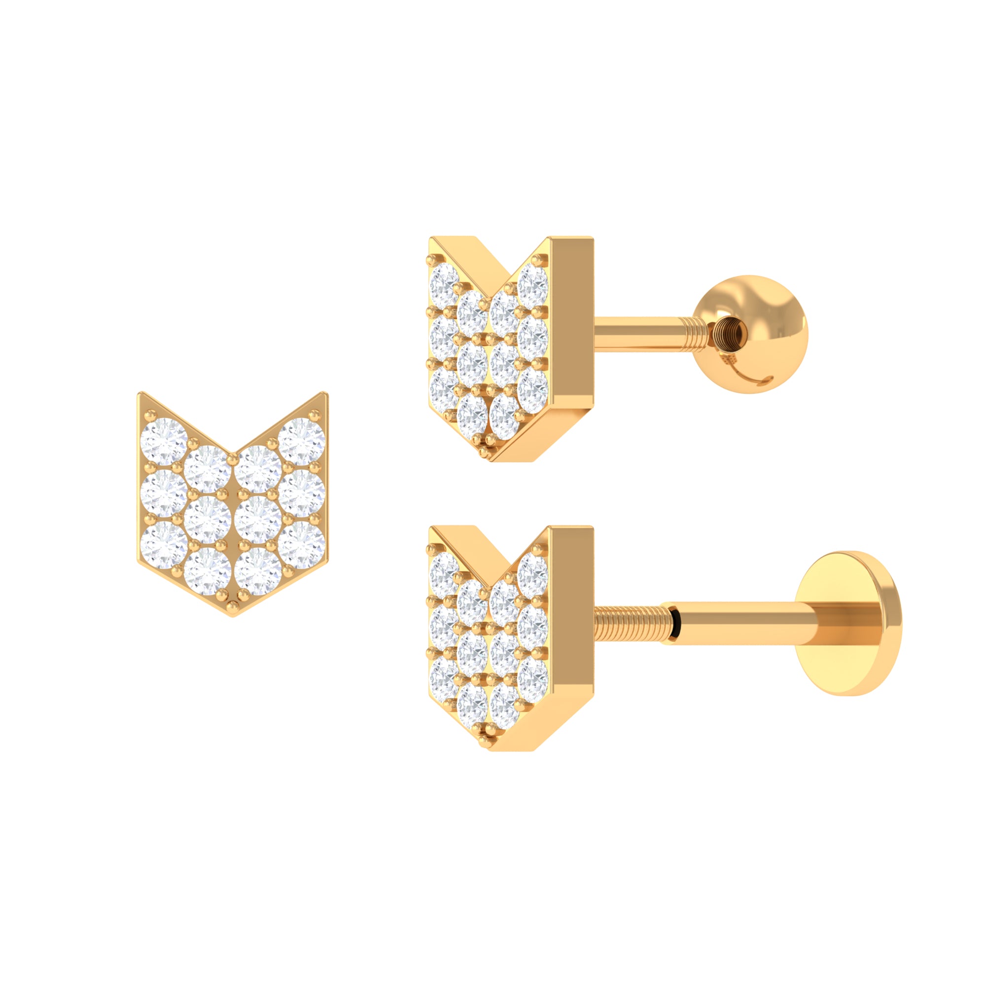 Certified Moissanite Arrow Cartilage Earring in Gold Moissanite - ( D-VS1 ) - Color and Clarity - Rosec Jewels