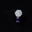 Baguette Amethyst Cartilage Drop Earring with Diamond AAA - Rosec Jewels