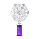 Baguette Amethyst Cartilage Drop Earring with Diamond AAA - Rosec Jewels