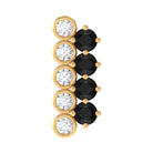 Minimal Black Onyx and Diamond Bar Cartilage Earring AAA - Rosec Jewels