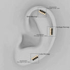 Minimal Black Onyx and Diamond Bar Cartilage Earring AAA - Rosec Jewels
