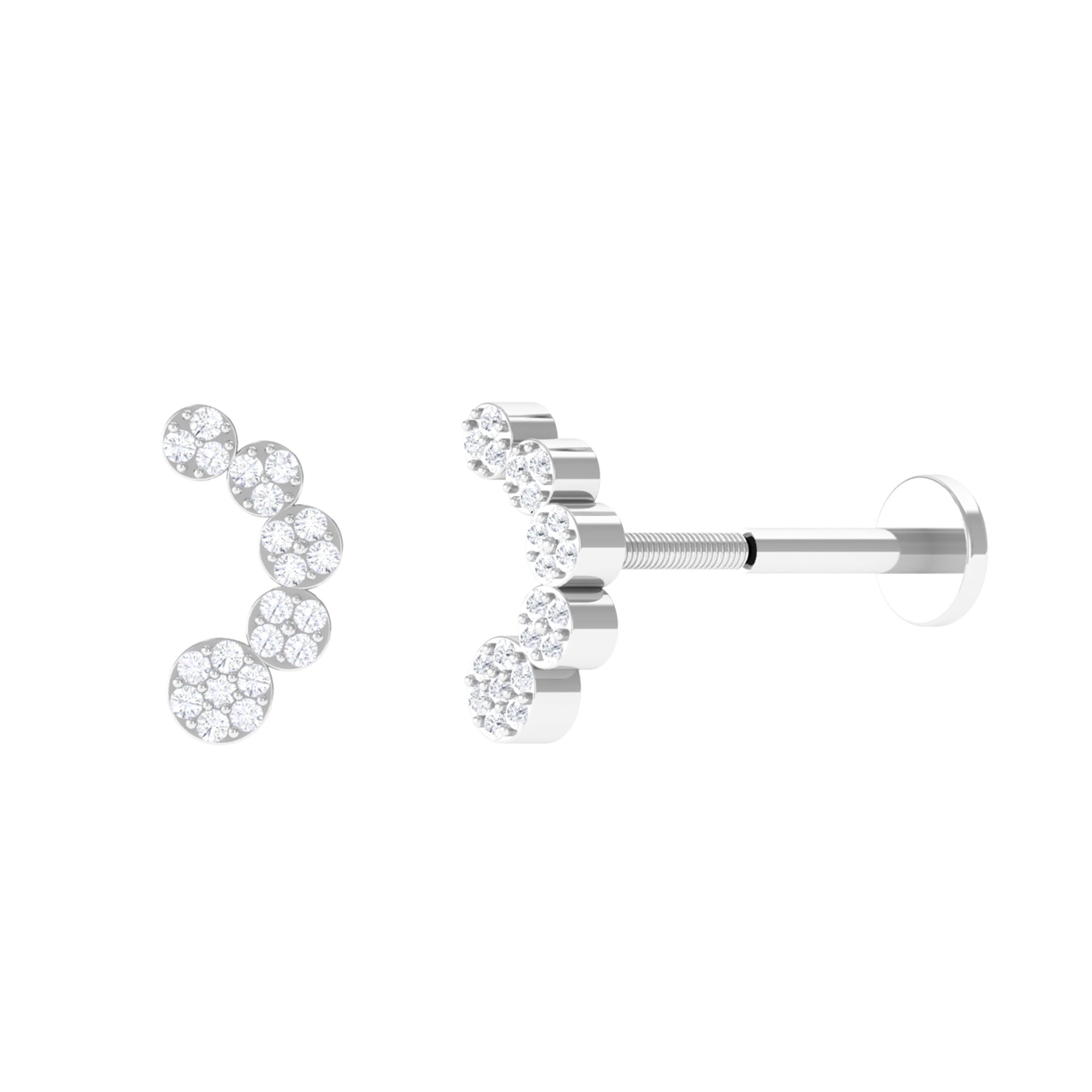 Diamond Gold Curved Crawler Earring for Helix Piercing Diamond - ( HI-SI ) - Color and Clarity - Rosec Jewels
