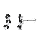 Marquise Black Onyx and Moissanite Leaf Ear Crawler Earring Black Onyx - ( AAA ) - Quality - Rosec Jewels