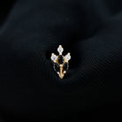 Marquise Black Onyx Leaf Cartilage Earring with Certificate AAA - Rosec Jewels