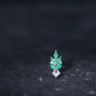 Real Emerald and Diamond Leaf Cartilage Earring AAA - Rosec Jewels