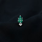 Real Emerald and Diamond Leaf Cartilage Earring AAA - Rosec Jewels