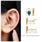 Real Emerald and Diamond Leaf Cartilage Earring AAA - Rosec Jewels