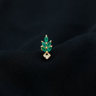 Real Emerald and Diamond Leaf Cartilage Earring AAA - Rosec Jewels