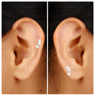Baguette and Princess Moissanite Two Stone Helix Earring Moissanite - ( D-VS1 ) - Color and Clarity - Rosec Jewels