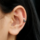 Round Black Onyx and Diamond Helix Drop Earring AAA - Rosec Jewels