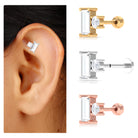 Baguette Moissanite Tragus Earring in Gold Moissanite - ( D-VS1 ) - Color and Clarity - Rosec Jewels