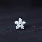 Marquise Cut Moissanite Floral Earring for Cartilage Piercing D-VS1 - Rosec Jewels