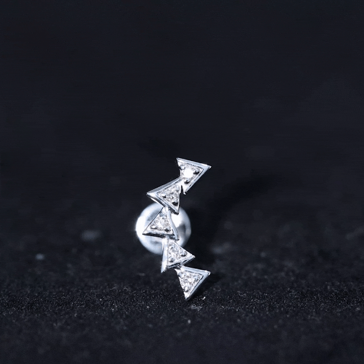 Genuine Diamond Geometric Curved Cartilage Earring Natural - ( HI-SI ) - Rosec Jewels