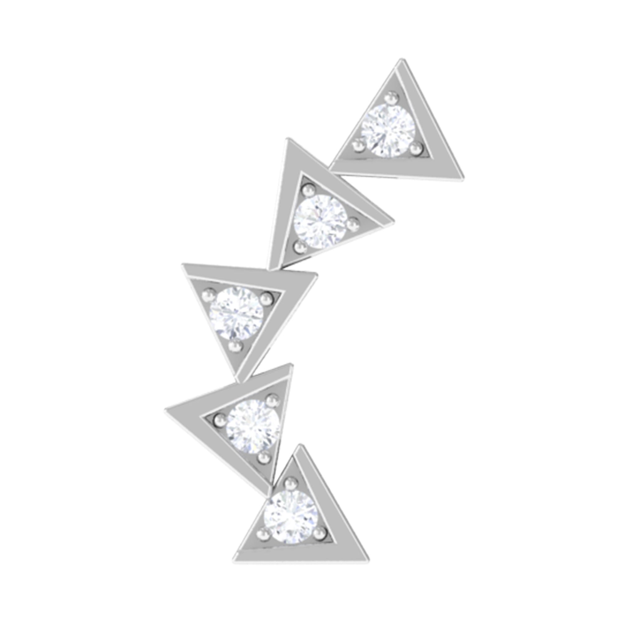 Genuine Diamond Geometric Curved Cartilage Earring Natural - ( HI-SI ) - Rosec Jewels