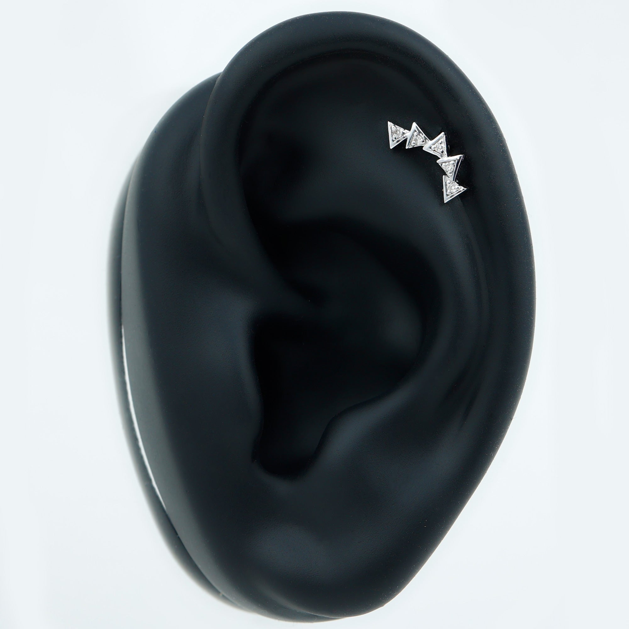 Genuine Diamond Geometric Curved Cartilage Earring Natural - ( HI-SI ) - Rosec Jewels